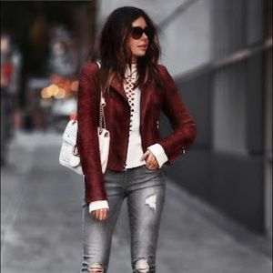 Burgundy Suede Leather Jacket